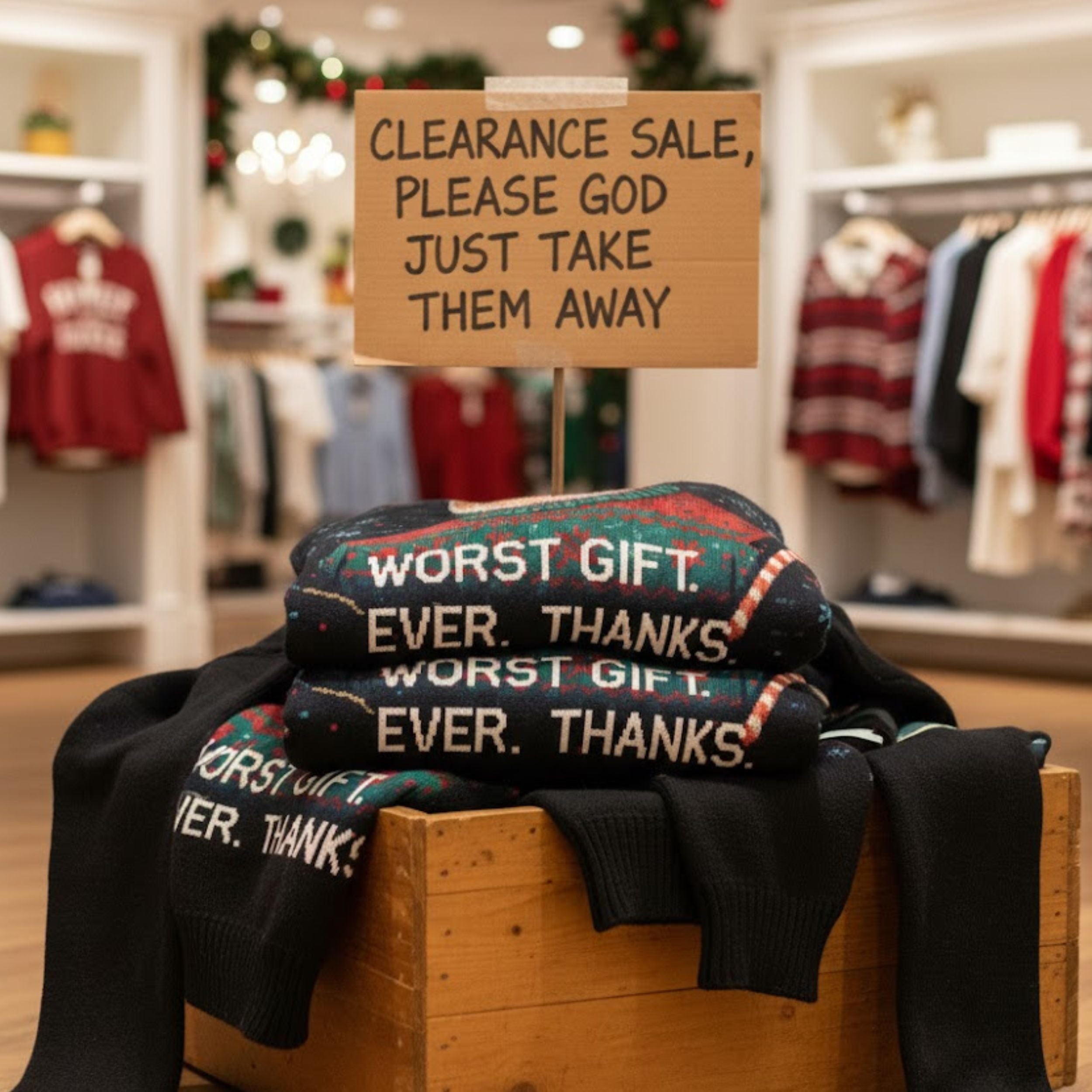 Worst Gift Ever Ugly Christmas Sweater | All Over Print Unisex Sweater | Holiday Meme | LINEHAUS