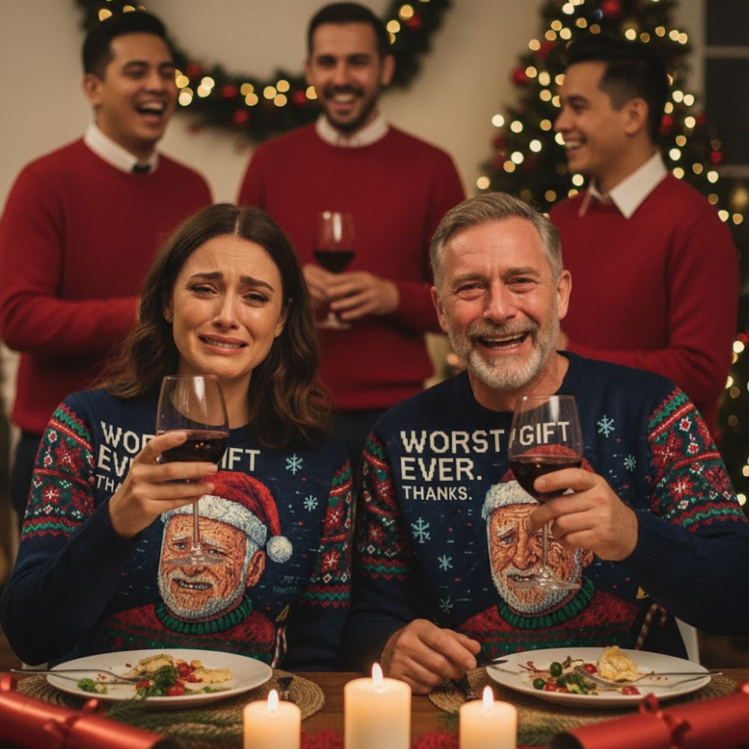 Worst Gift Ever Ugly Christmas Sweater | All Over Print Unisex Sweater | Holiday Meme | LINEHAUS