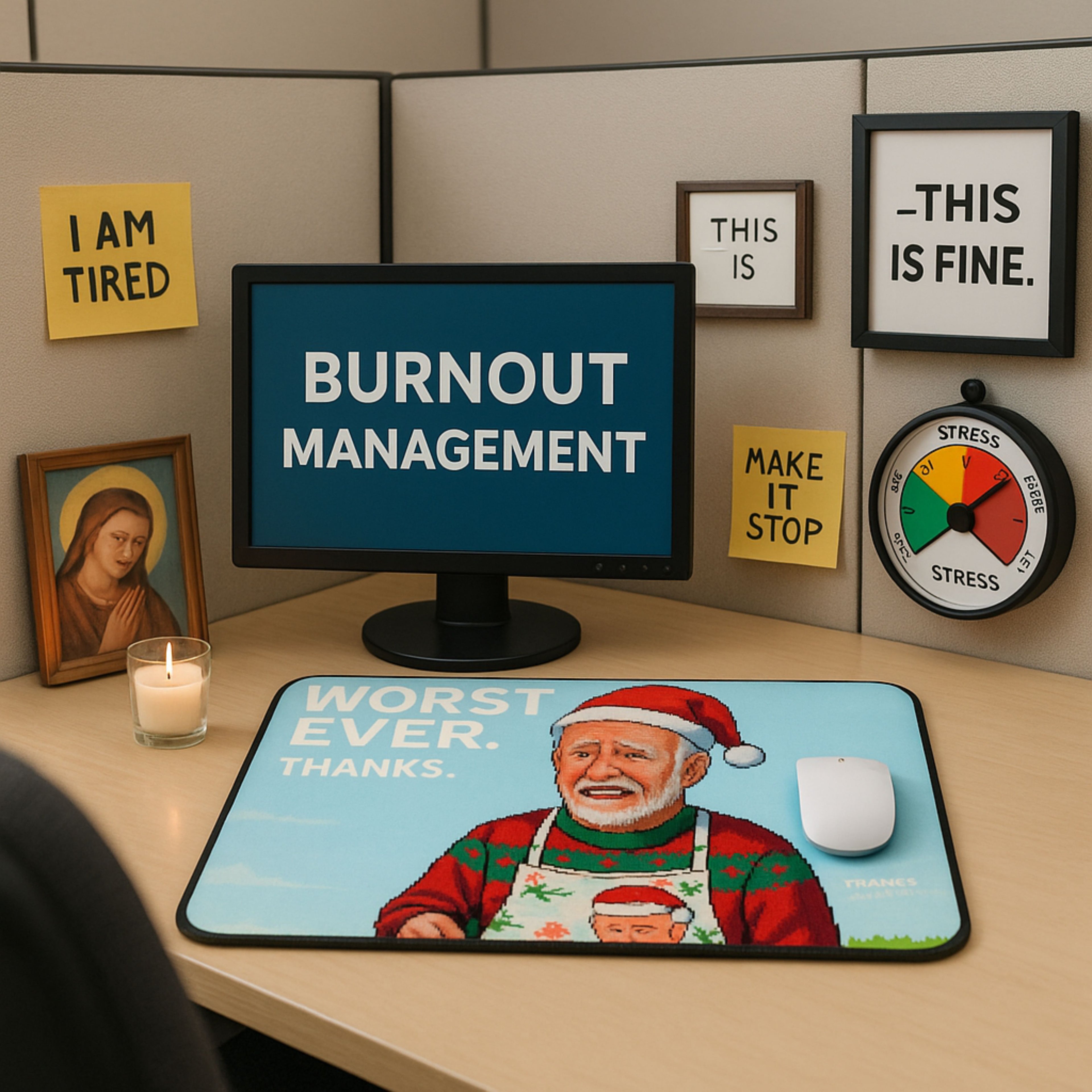 Worst Ever Ugly Christmas Desk Mat | Pixel Art Santa Gift | Funny Mousepad | LINEHAUS