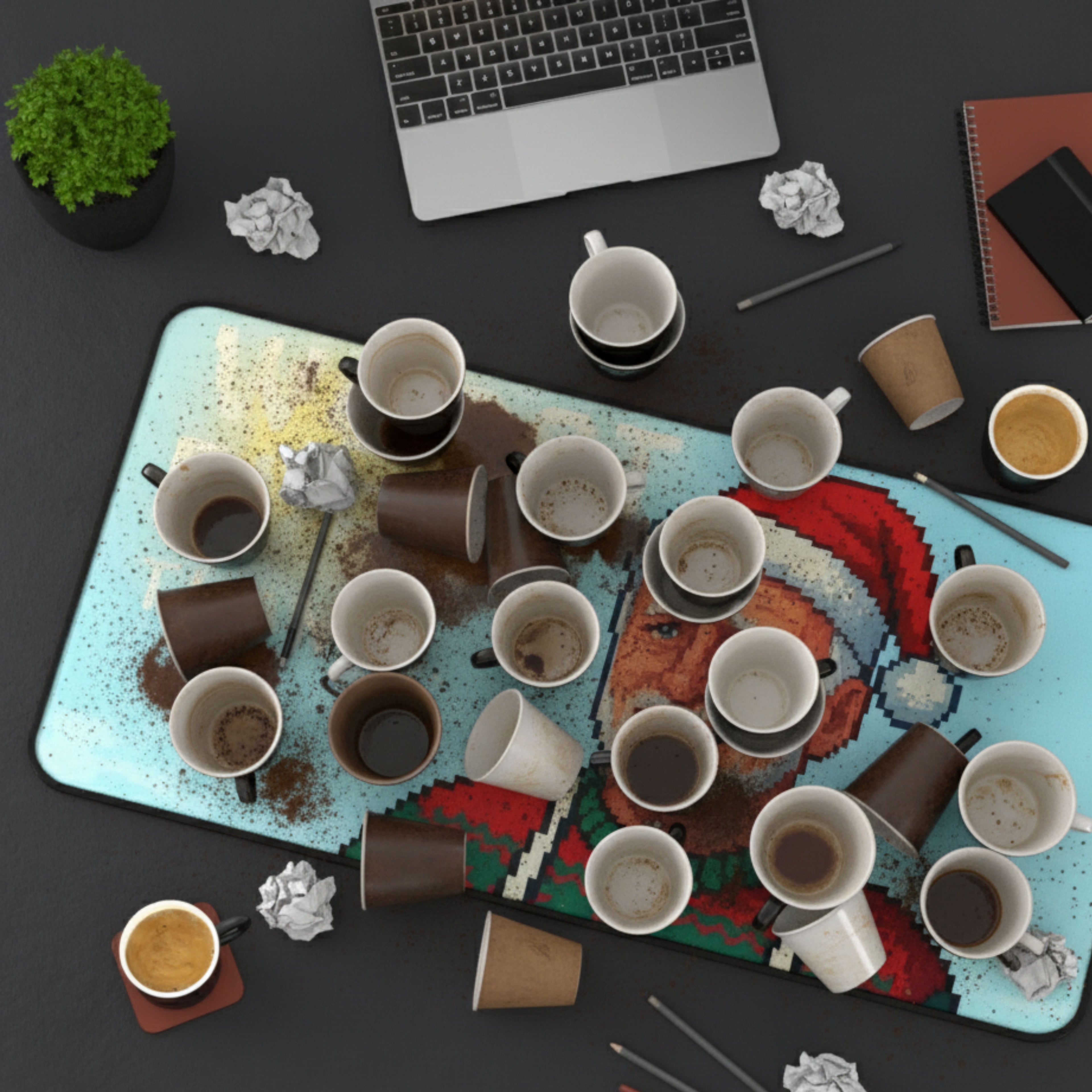 Worst Ever Ugly Christmas Desk Mat | Pixel Art Santa Gift | Funny Mousepad | LINEHAUS