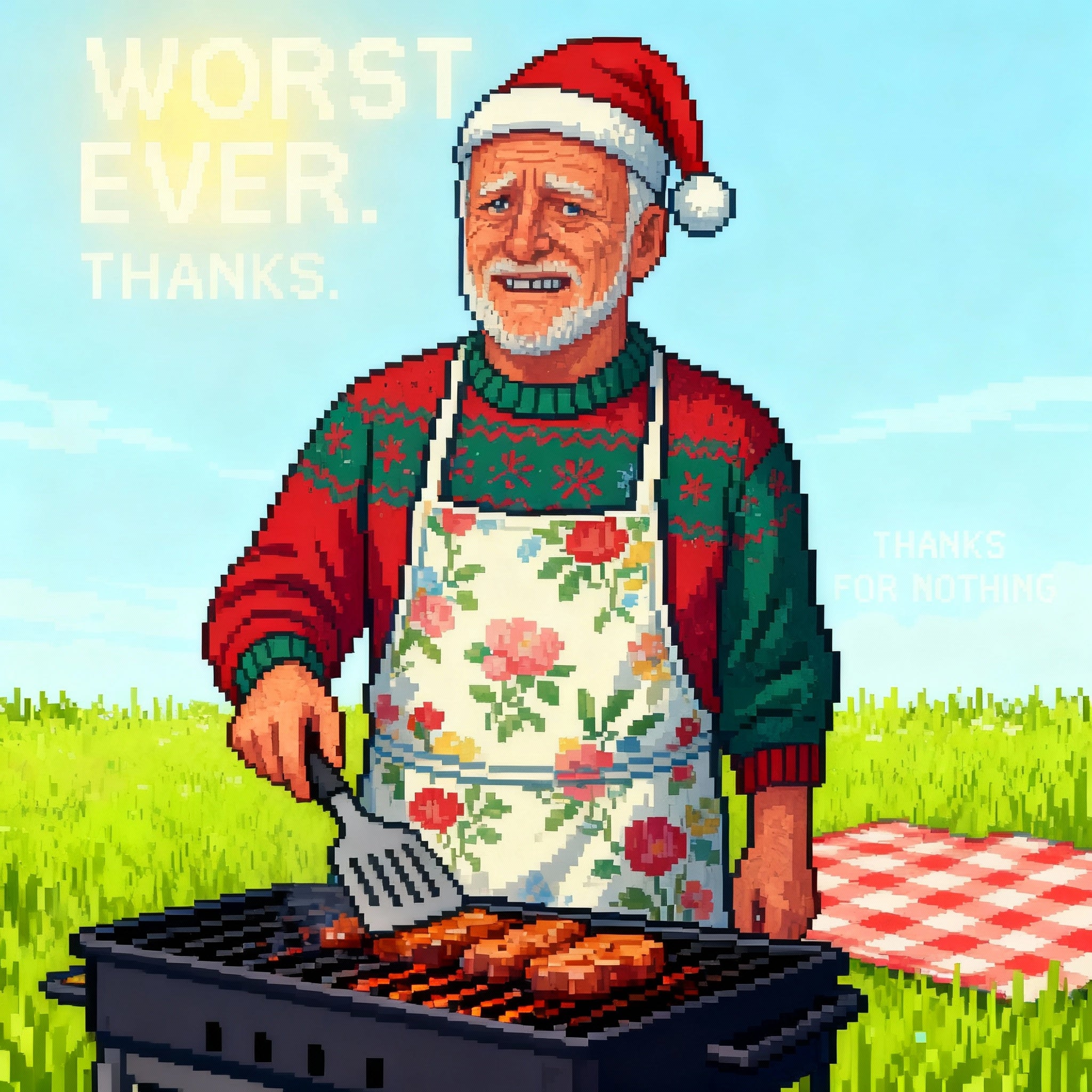 Worst Ever Ugly Christmas Desk Mat | Pixel Art Santa Gift | Funny Mousepad | LINEHAUS