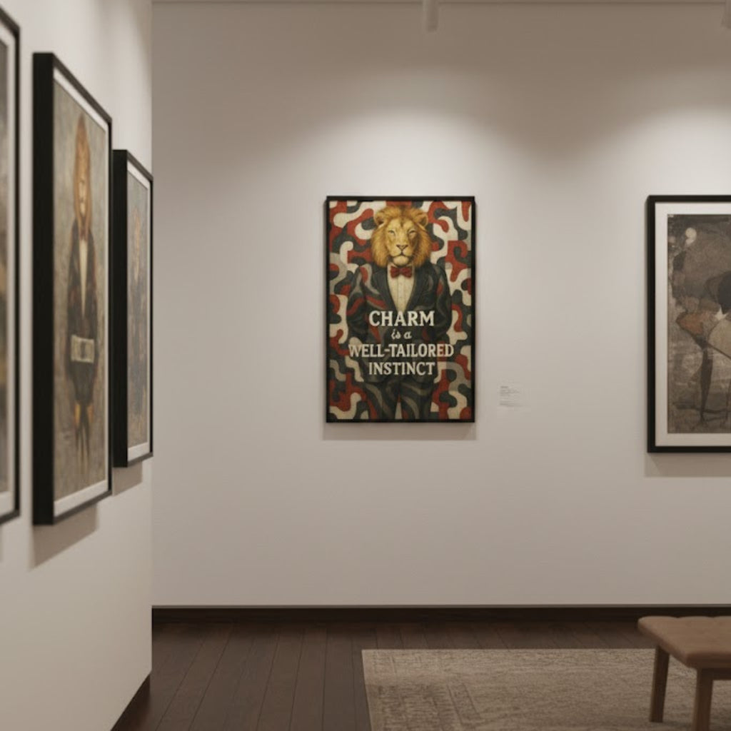 Charming Lion Stylish Wall Art  | Motivational Poster | Animal Print Portrait | LINEHAUS