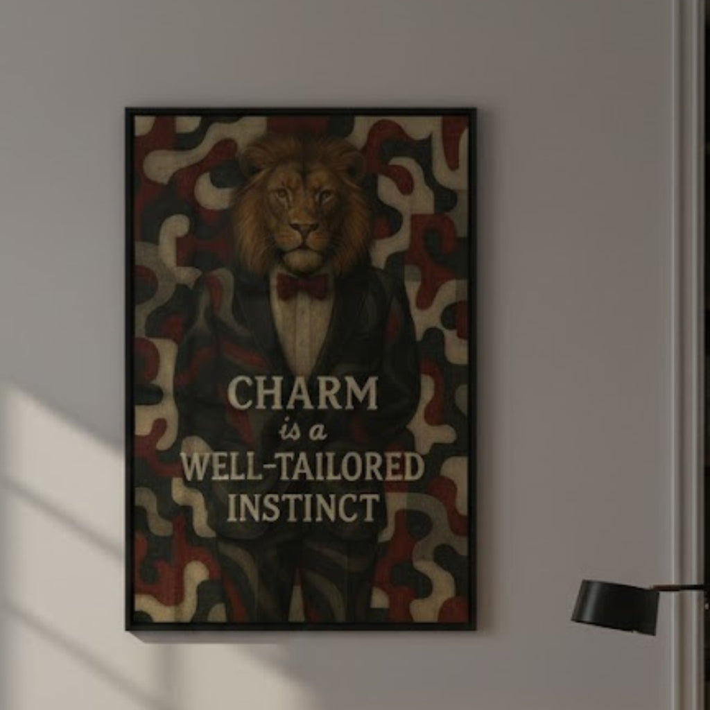 Charming Lion Stylish Wall Art  | Motivational Poster | Animal Print Portrait | LINEHAUS