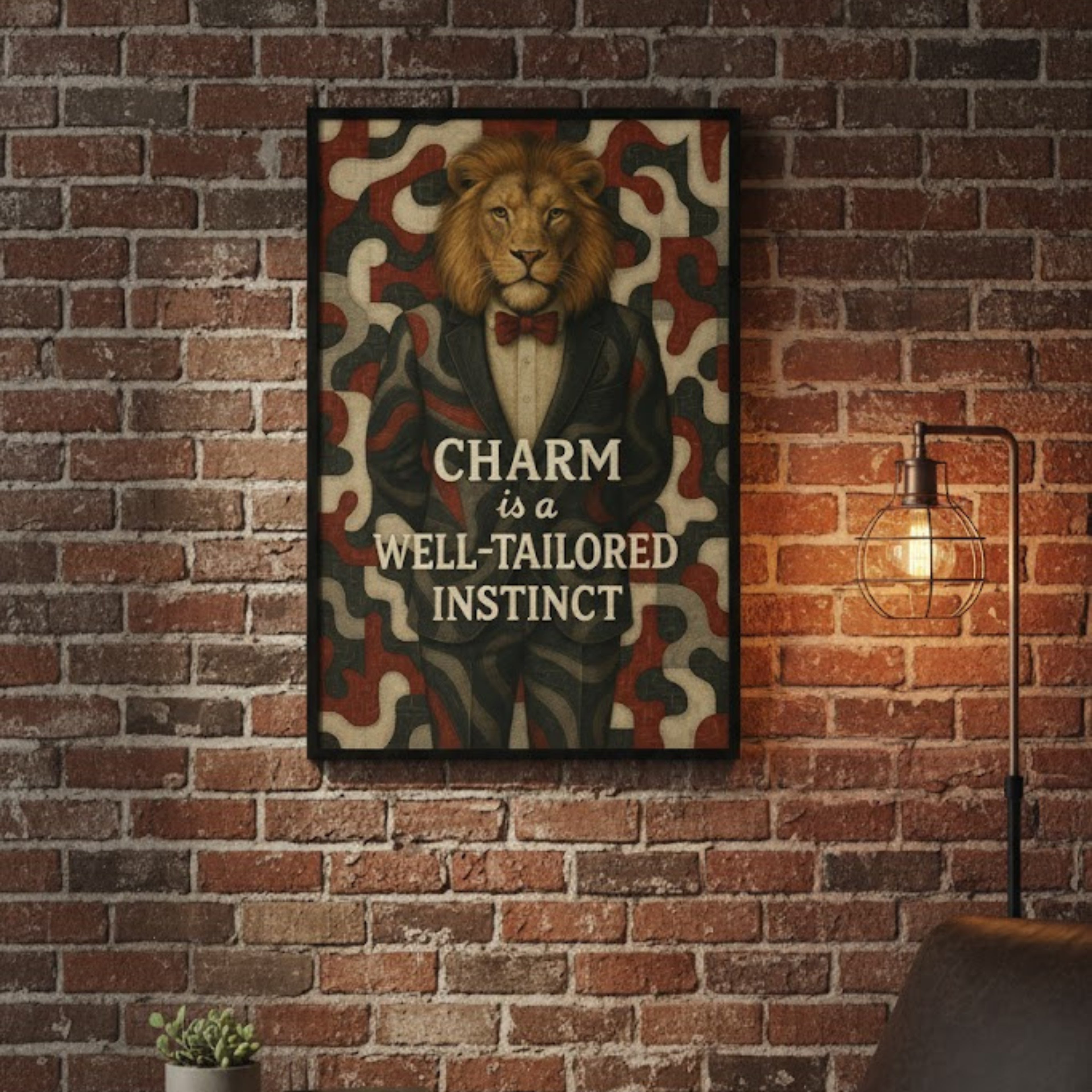 Charming Lion Stylish Wall Art  | Motivational Poster | Animal Print Portrait | LINEHAUS