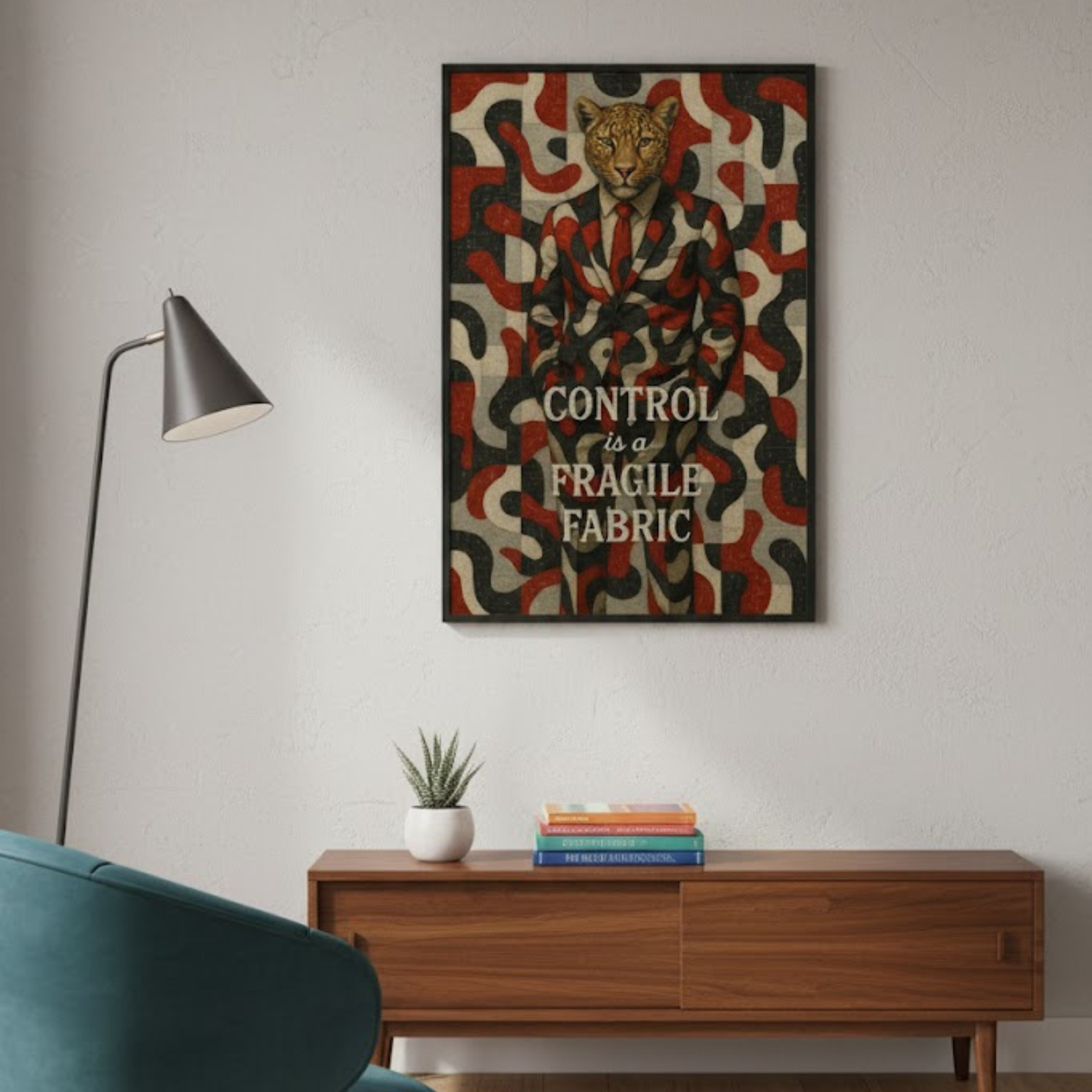 Control Leopard Stylish Wall Art | Modern Interior Poster | Masculine Decor | LINEHAUS