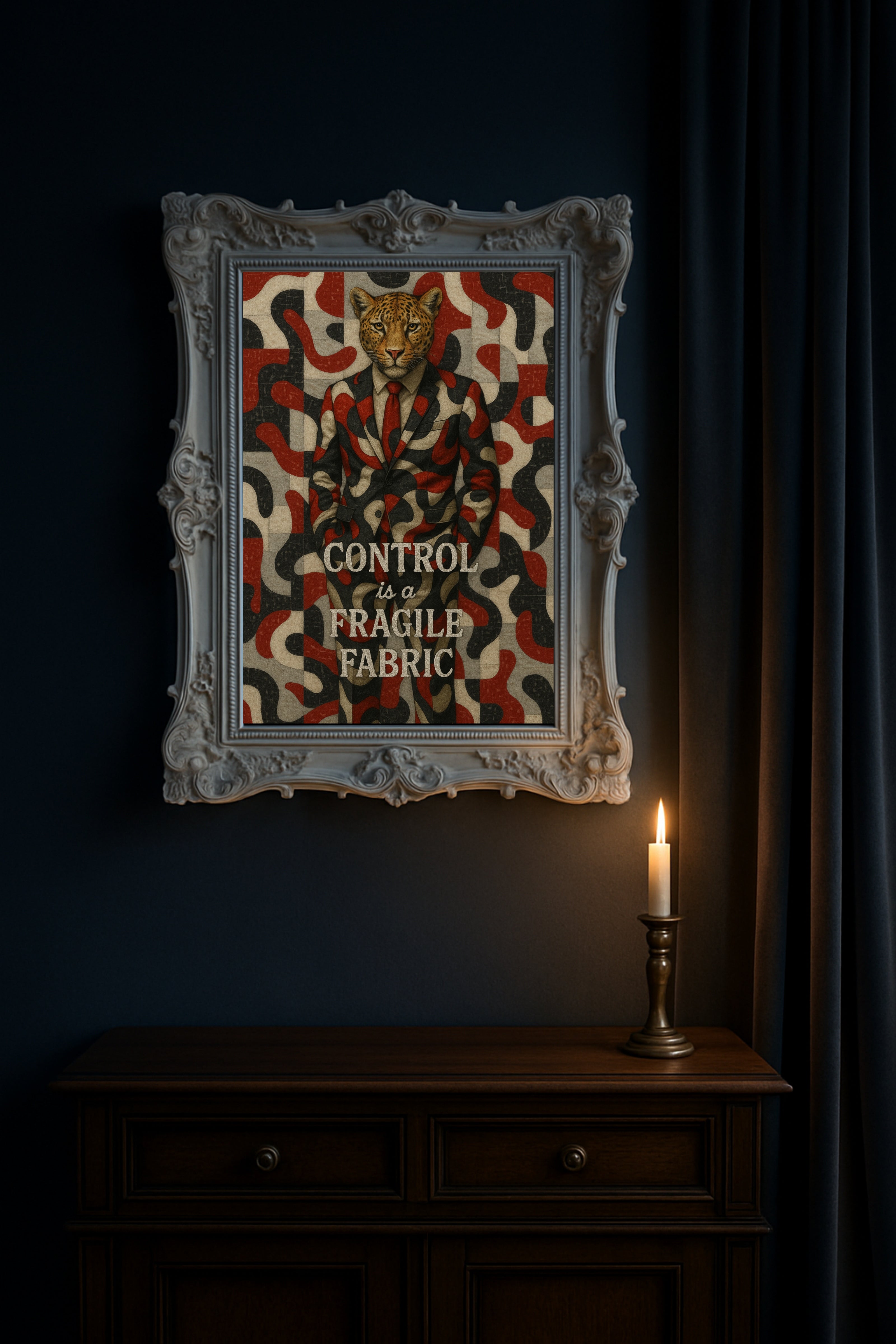 Control Leopard Stylish Wall Art | Modern Interior Poster | Masculine Decor | LINEHAUS