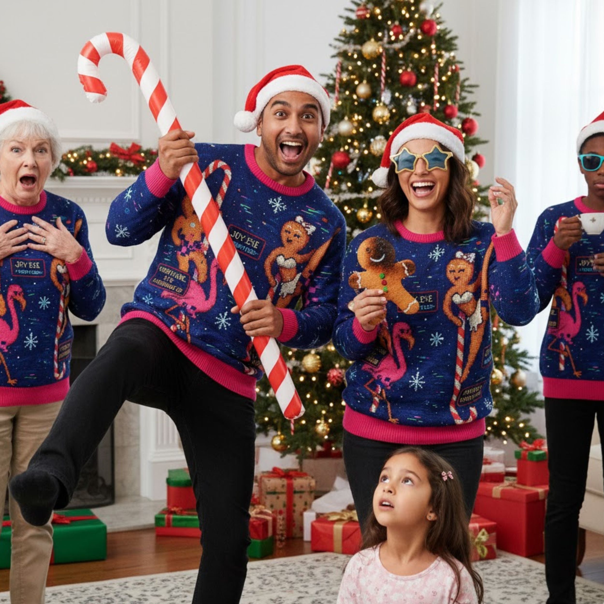 Gingerbread Gone Wild Ugly Christmas Sweater | All Over Print Unisex Sweater | Funny Gift | LINEHAUS