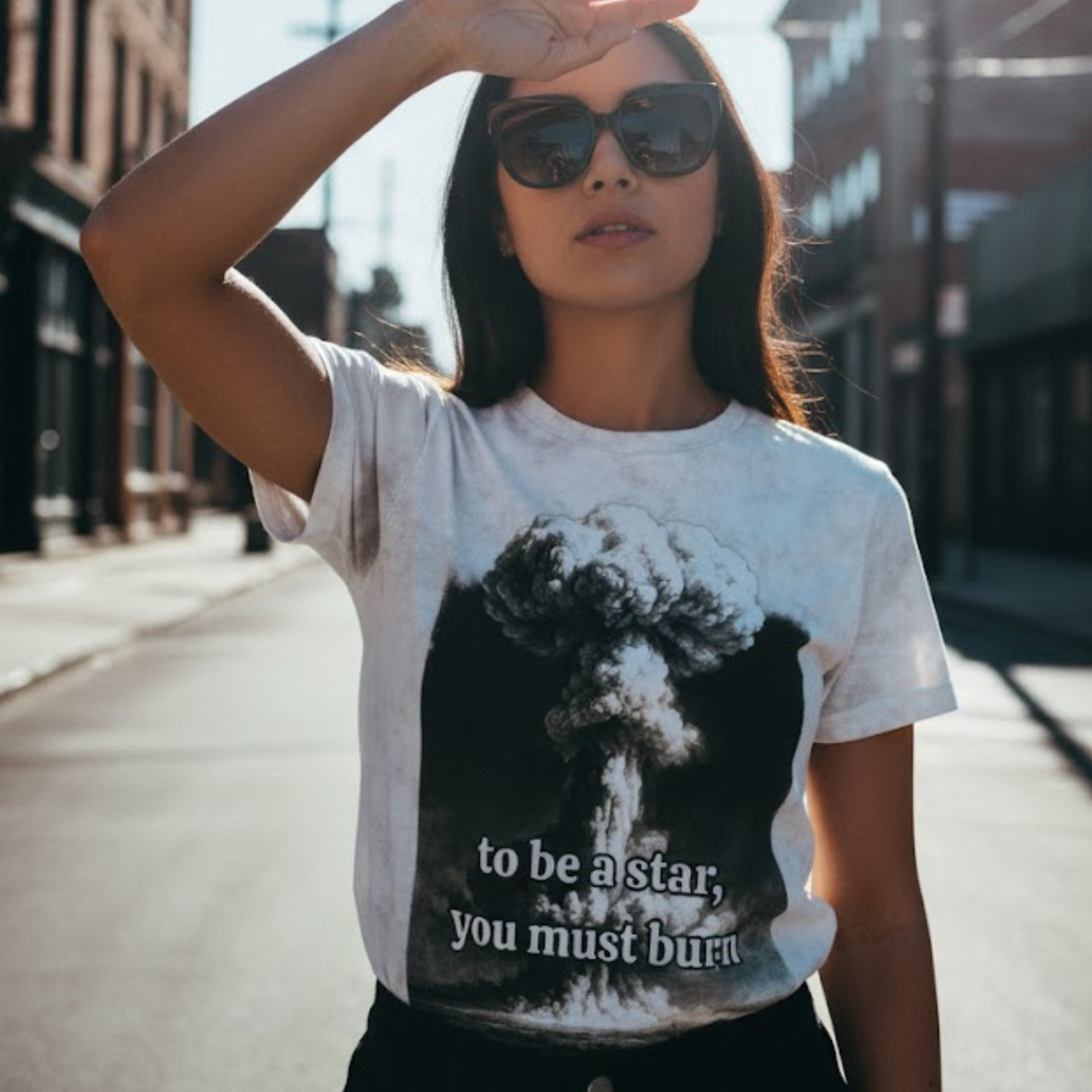 Unisex Cotton Tee | To Be a Star, You Must Burn | Mushroom Cloud Graphic T-shirt | LINEHAUS