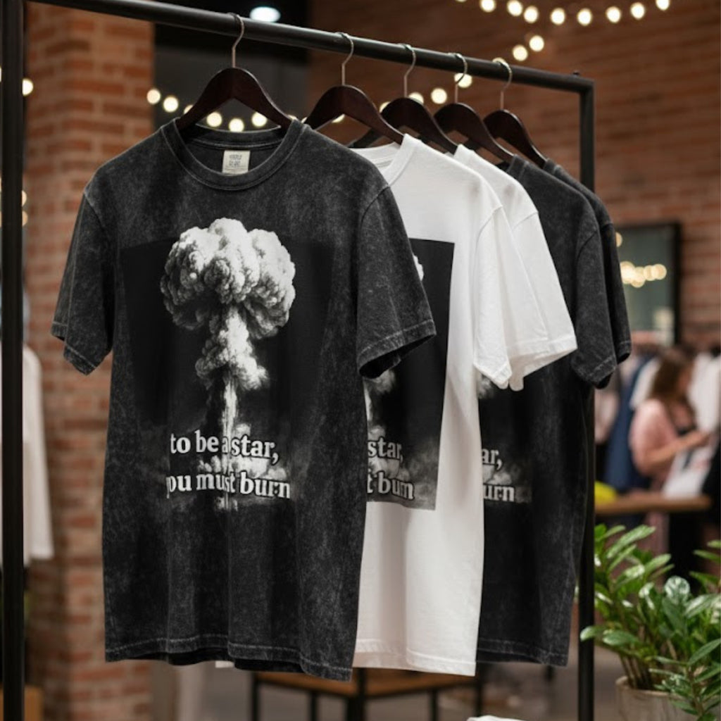 Unisex Cotton Tee | To Be a Star, You Must Burn | Mushroom Cloud Graphic T-shirt | LINEHAUS