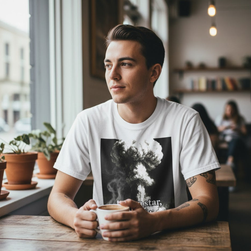 Unisex Cotton Tee | To Be a Star, You Must Burn | Mushroom Cloud Graphic T-shirt | LINEHAUS