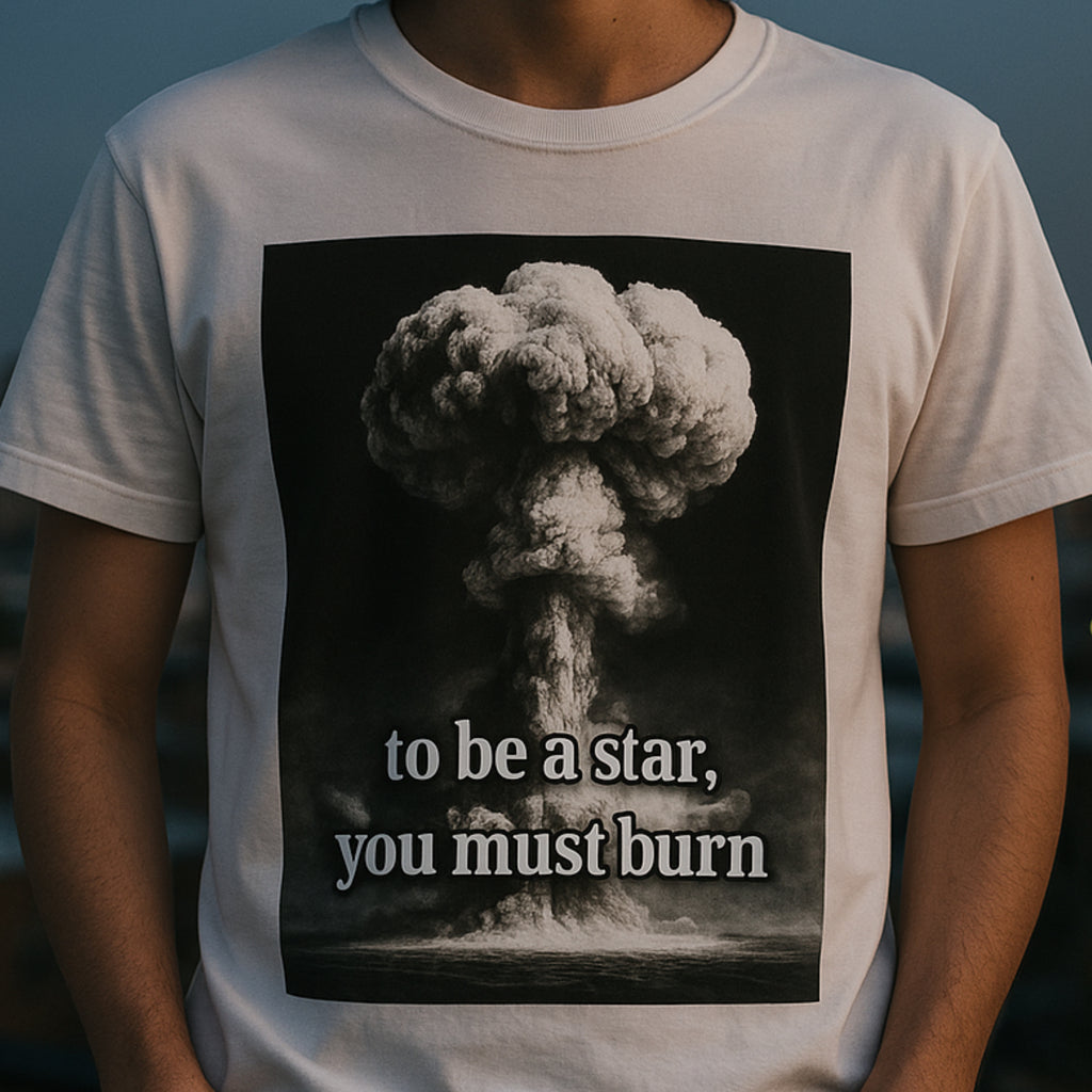 Unisex Cotton Tee | To Be a Star, You Must Burn | Mushroom Cloud Graphic T-shirt | LINEHAUS