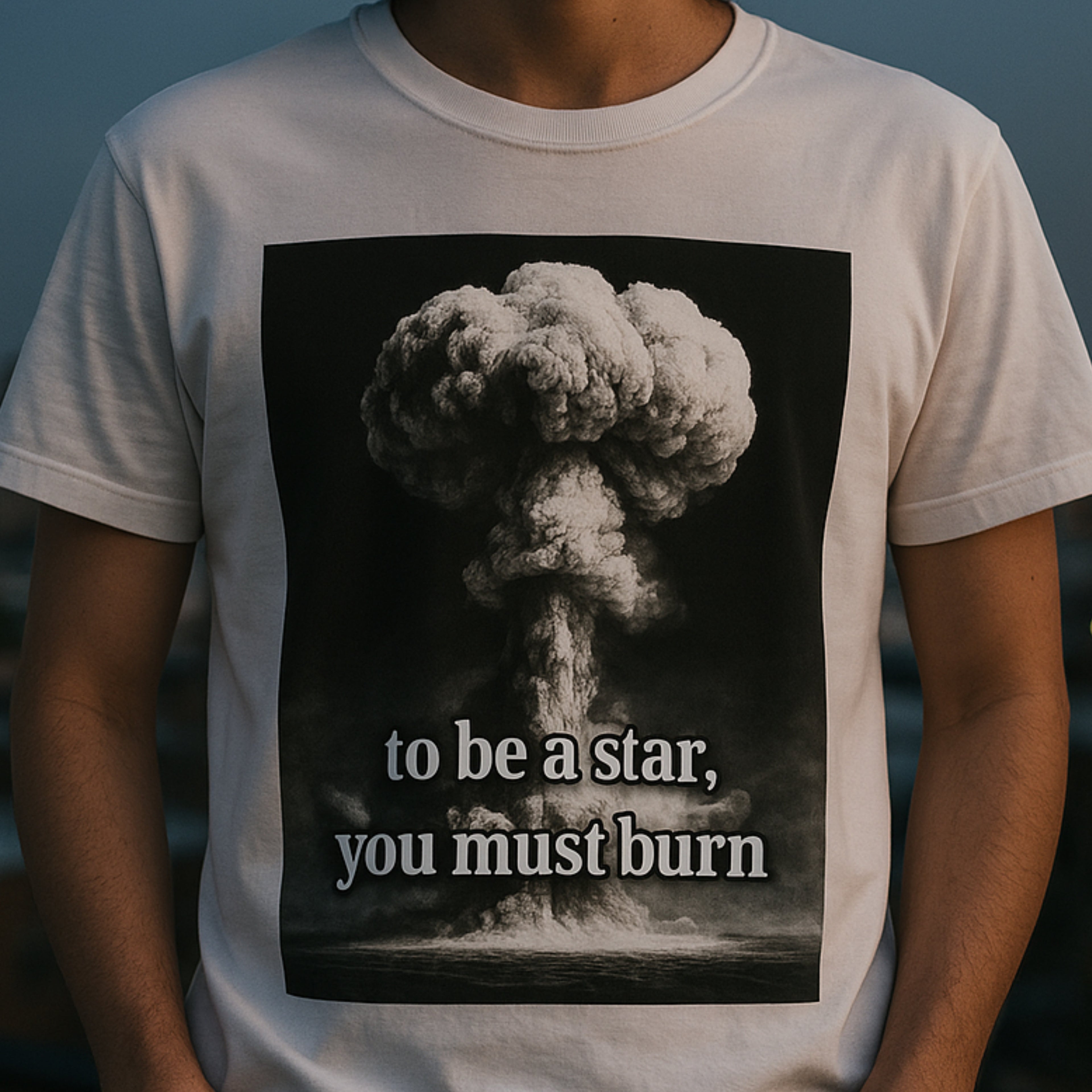 Unisex Cotton Tee | To Be a Star, You Must Burn | Mushroom Cloud Graphic T-shirt | LINEHAUS
