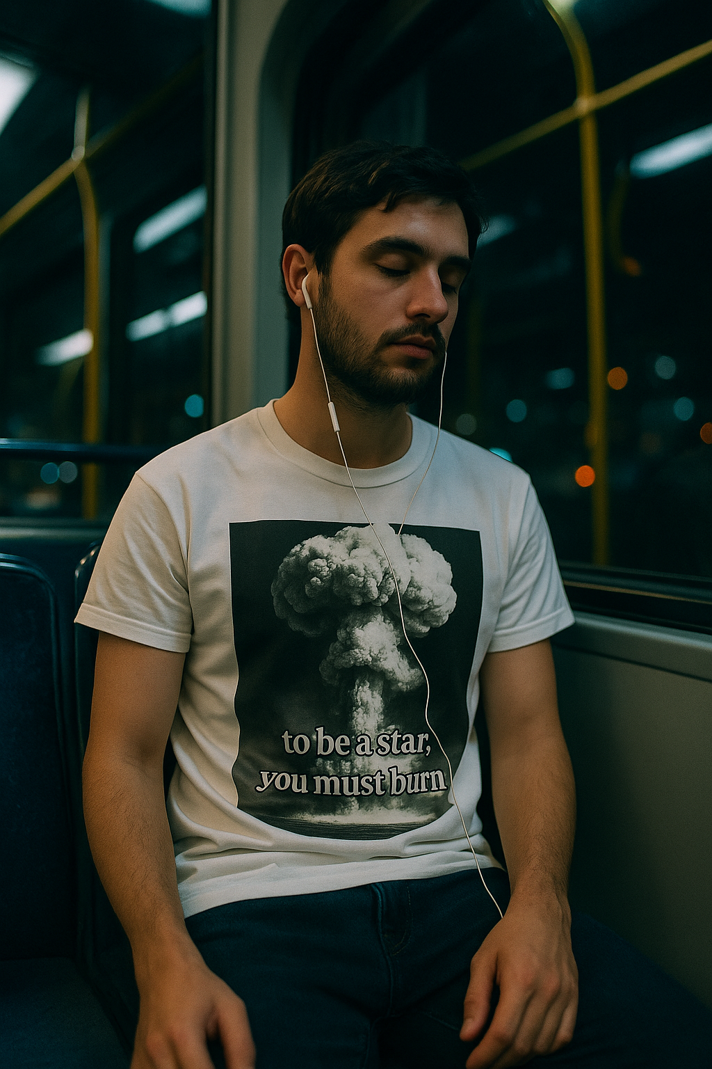 Unisex Cotton Tee | To Be a Star, You Must Burn | Mushroom Cloud Graphic T-shirt | LINEHAUS