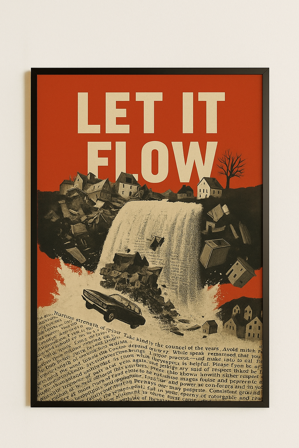 Stylish Wall Art | Let It Flow | Retro Graphic Design Poster | LINEHAUS