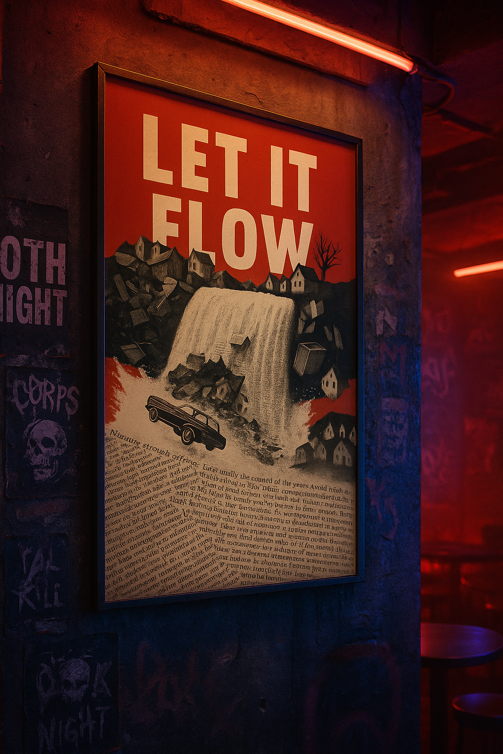 Stylish Wall Art | Let It Flow | Retro Graphic Design Poster | LINEHAUS