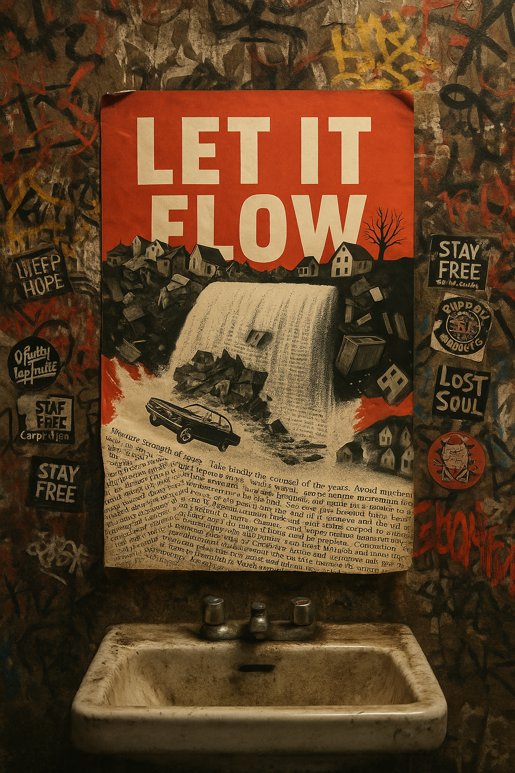 Stylish Wall Art | Let It Flow | Retro Graphic Design Poster | LINEHAUS