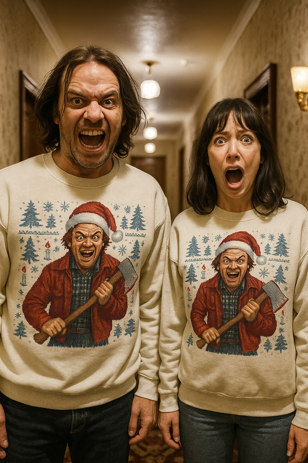 All Work And No Sleigh Ugly Christmas Sweater | All Over Print Unisex Holiday Pullover | The Shining | LINEHAUS