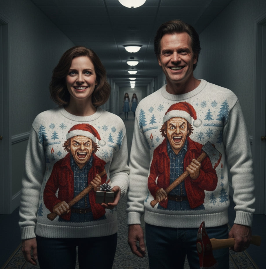 All Work And No Sleigh Ugly Christmas Sweater | All Over Print Unisex Holiday Pullover | The Shining | LINEHAUS
