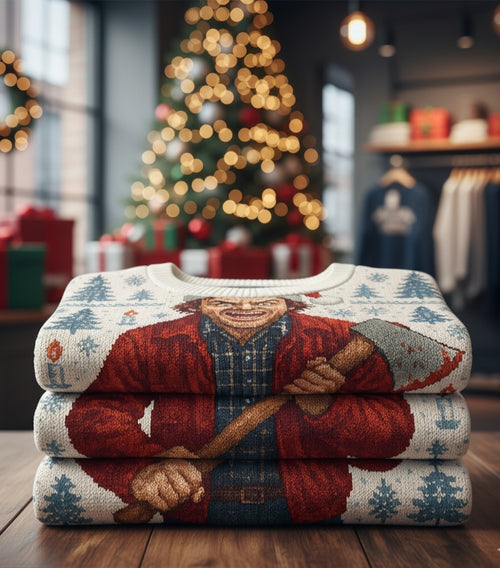 All Work And No Sleigh Ugly Christmas Sweater | All Over Print Unisex Holiday Pullover | The Shining | LINEHAUS