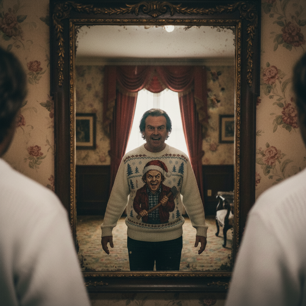 All Work And No Sleigh Ugly Christmas Sweater | All Over Print Unisex Holiday Pullover | The Shining | LINEHAUS