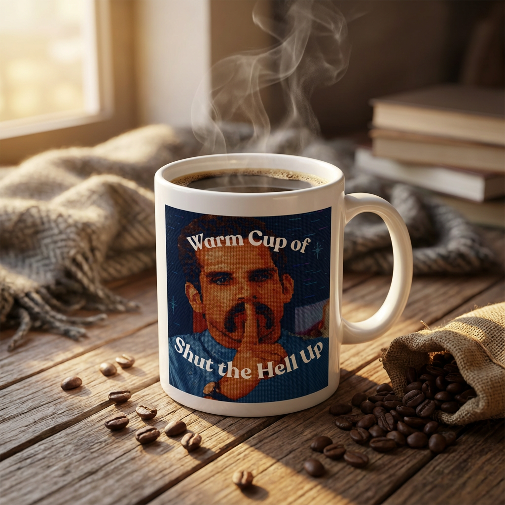 Novelty Mug | Warm Cup of Shut the Hell Up | 15oz Coffee Mug | Quirky Drinkware | LINEHAUS