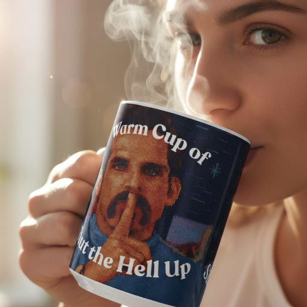 Novelty Mug | Warm Cup of Shut the Hell Up | 15oz Coffee Mug | Quirky Drinkware | LINEHAUS