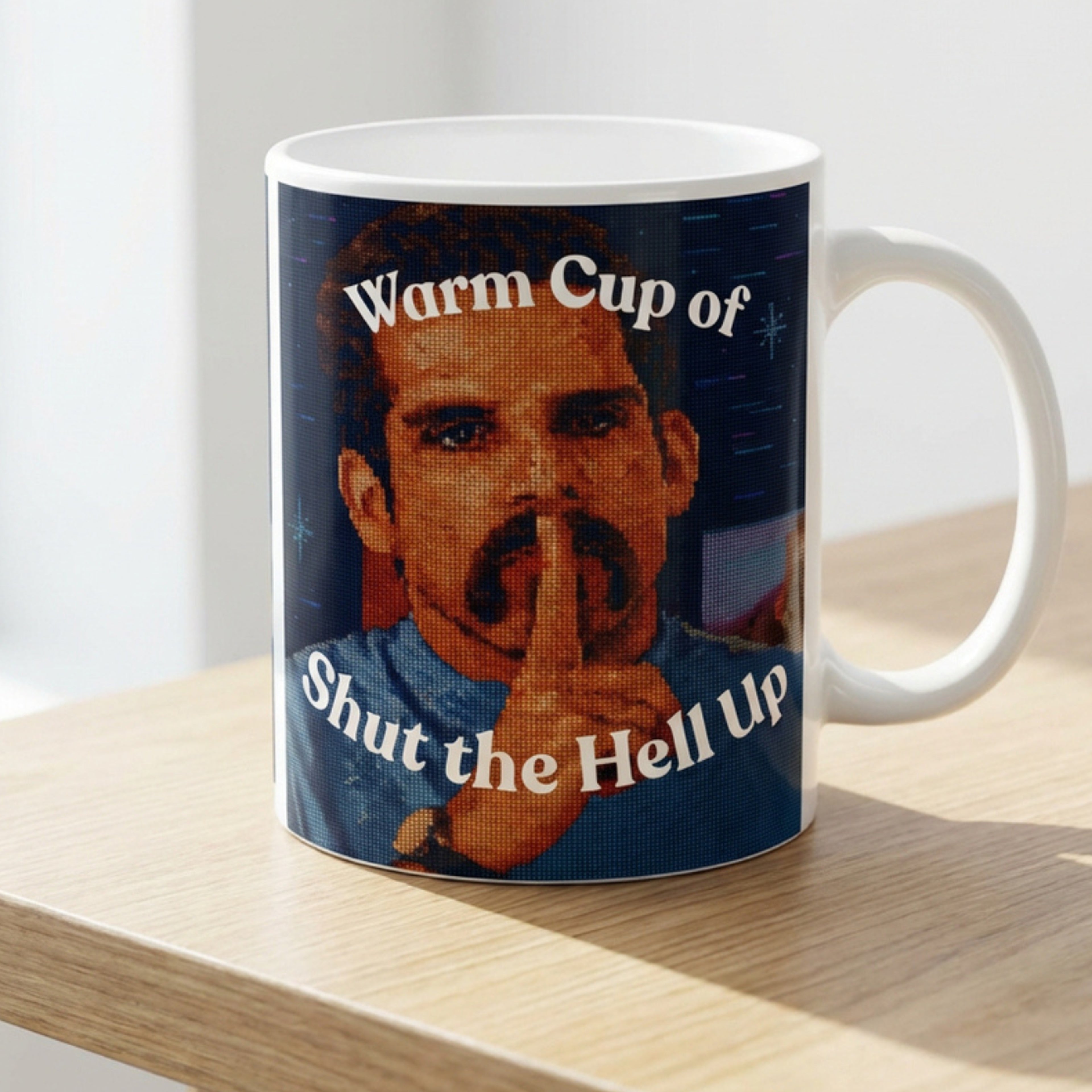 Novelty Mug | Warm Cup of Shut the Hell Up | 15oz Coffee Mug | Quirky Drinkware | LINEHAUS