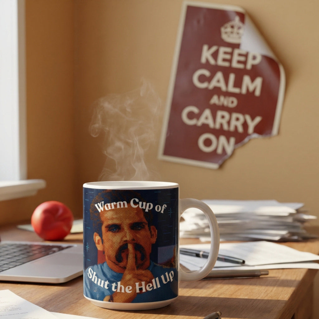 Novelty Mug | Warm Cup of Shut the Hell Up | 15oz Coffee Mug | Quirky Drinkware | LINEHAUS