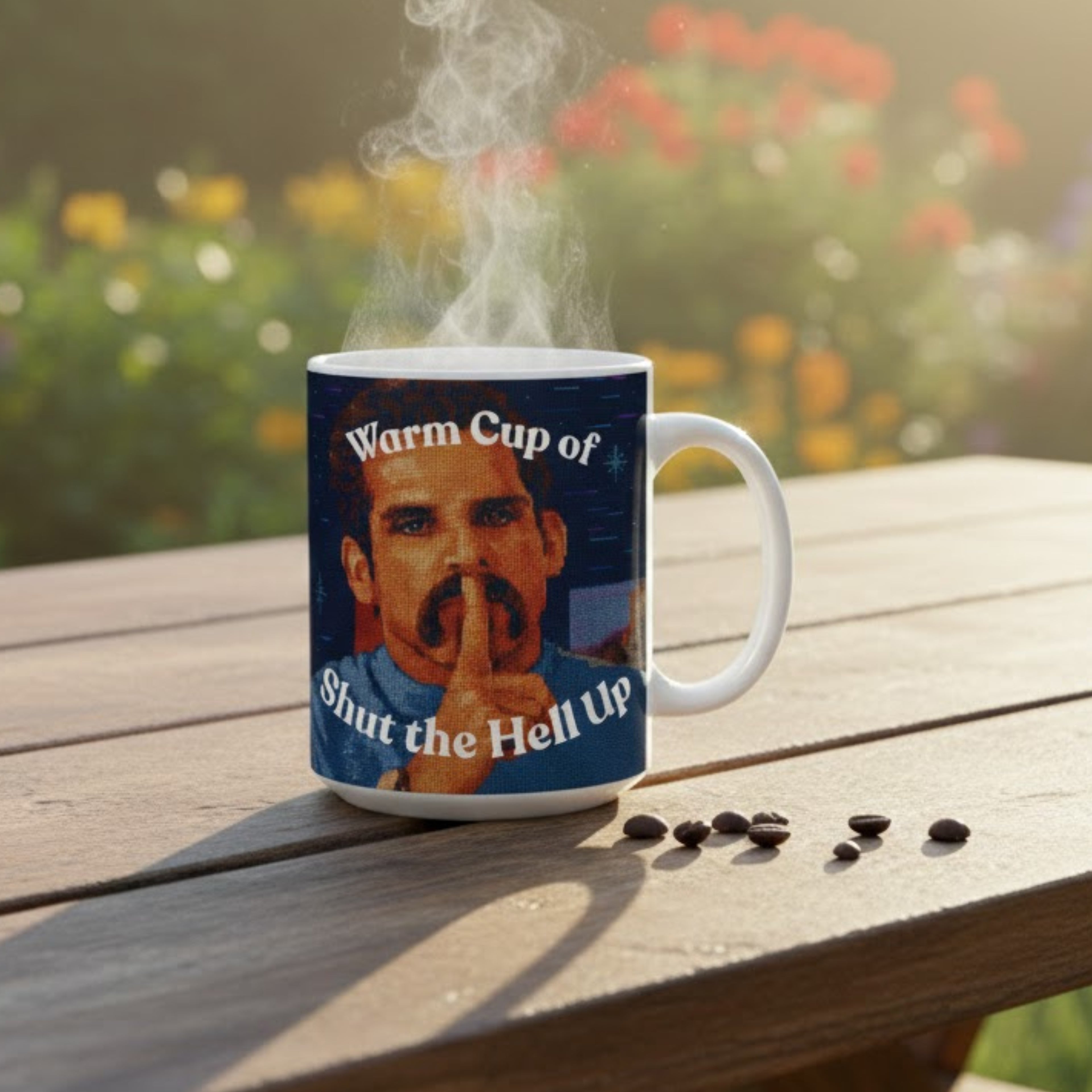 Novelty Mug | Warm Cup of Shut the Hell Up | 15oz Coffee Mug | Quirky Drinkware | LINEHAUS