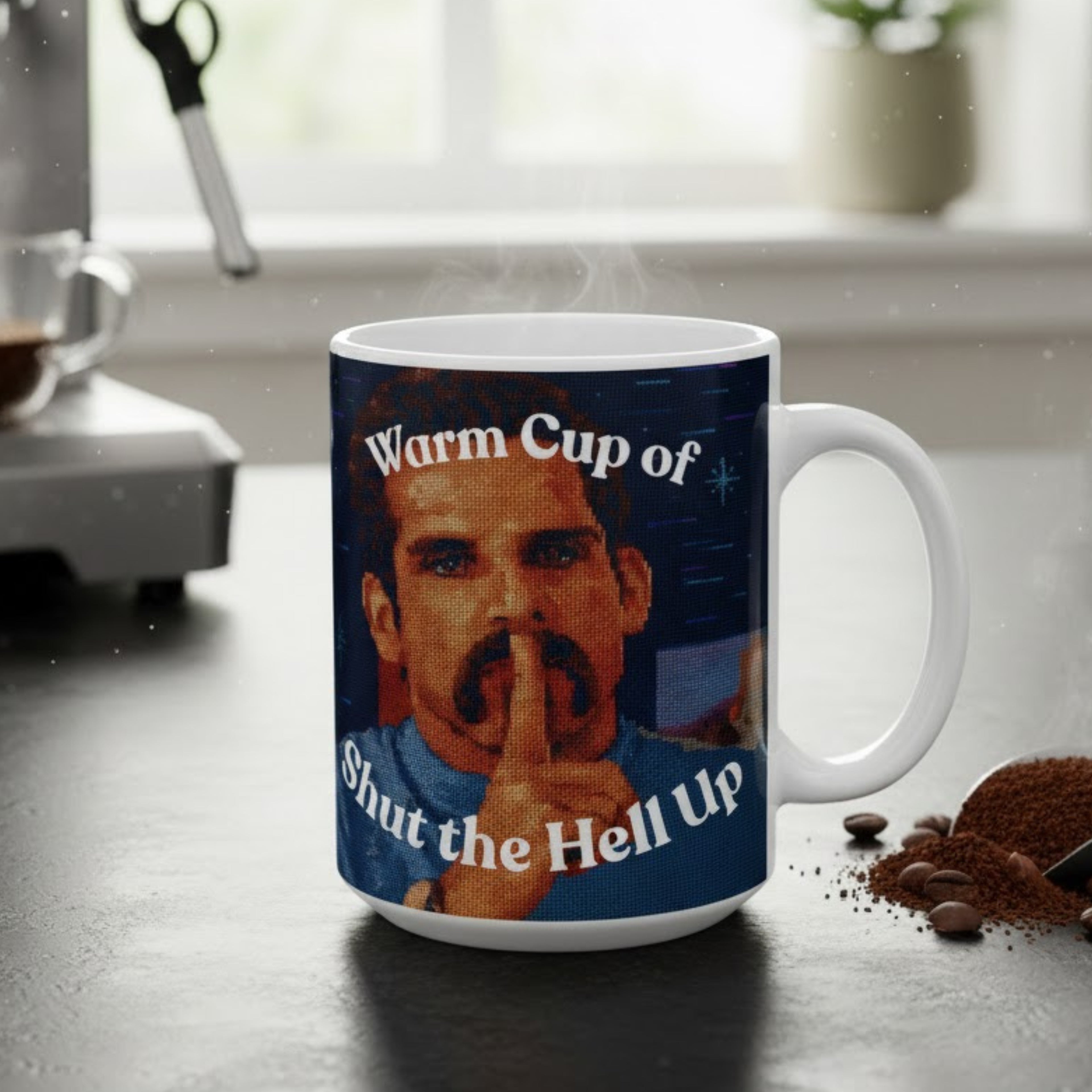 Novelty Mug | Warm Cup of Shut the Hell Up | 15oz Coffee Mug | Quirky Drinkware | LINEHAUS