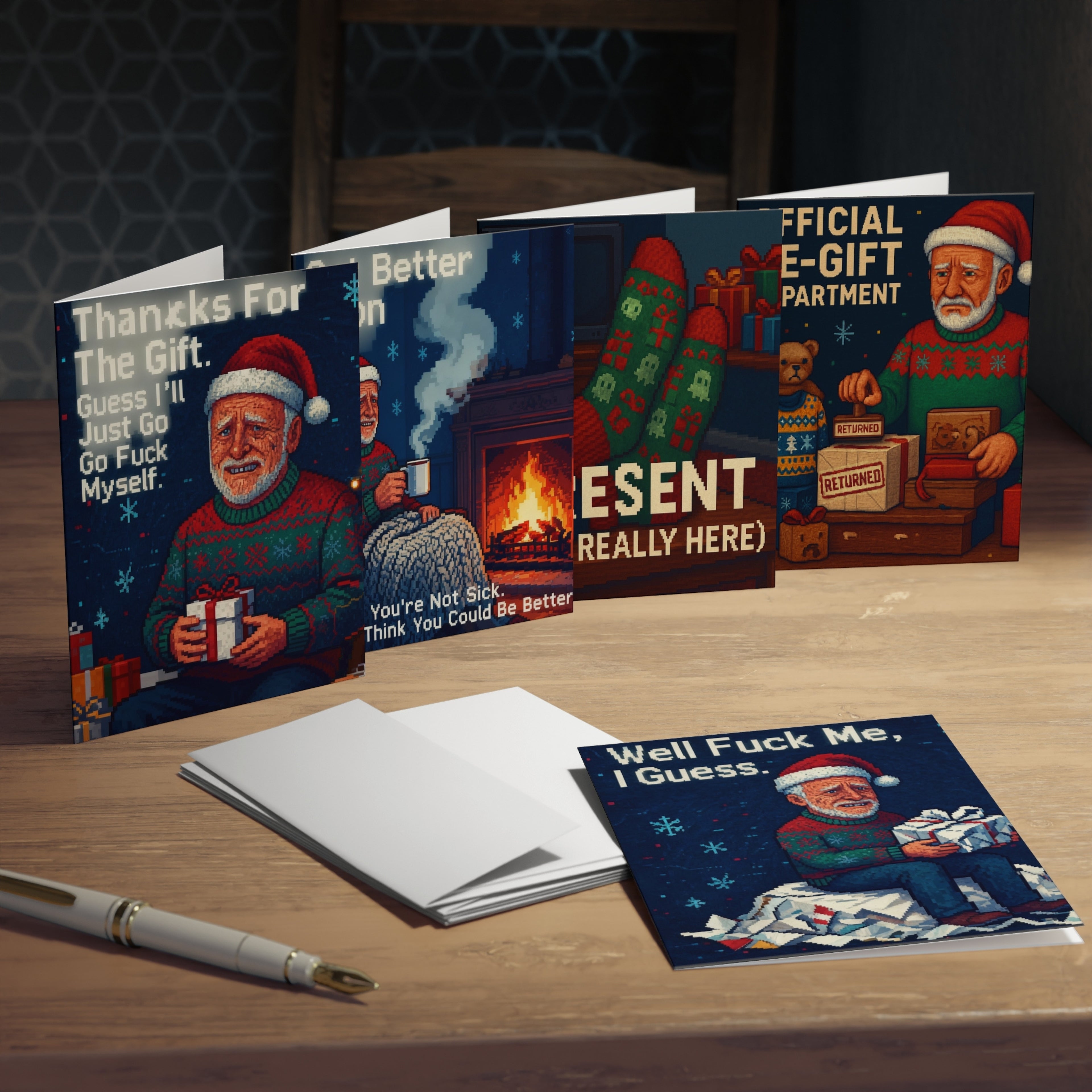 Worst Ever Christmas Cards 5-Pack | Ugly Xmas Goodies | Humorous Holiday Greeting Cards | LINEHAUS