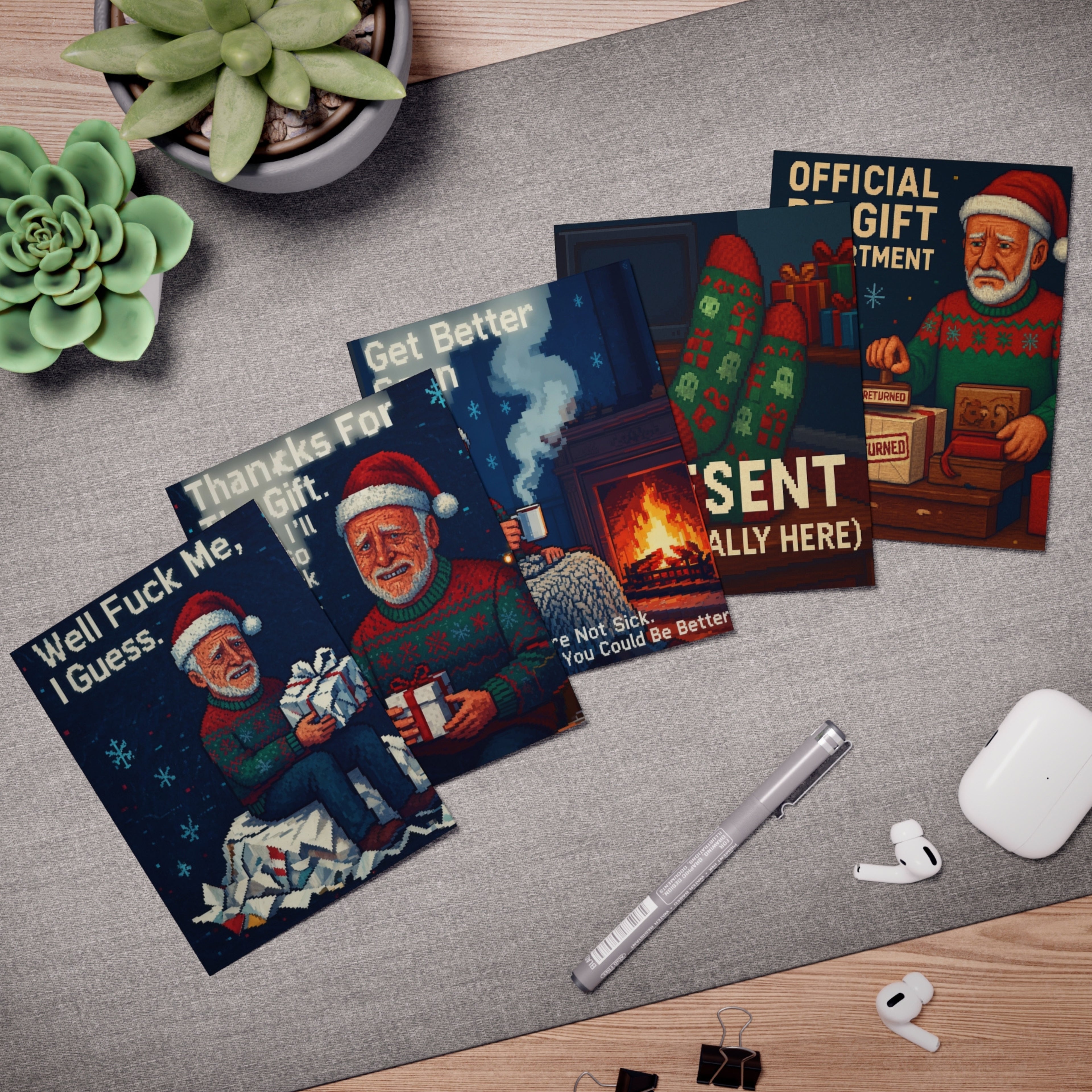 Worst Ever Christmas Cards 5-Pack | Ugly Xmas Goodies | Humorous Holiday Greeting Cards | LINEHAUS