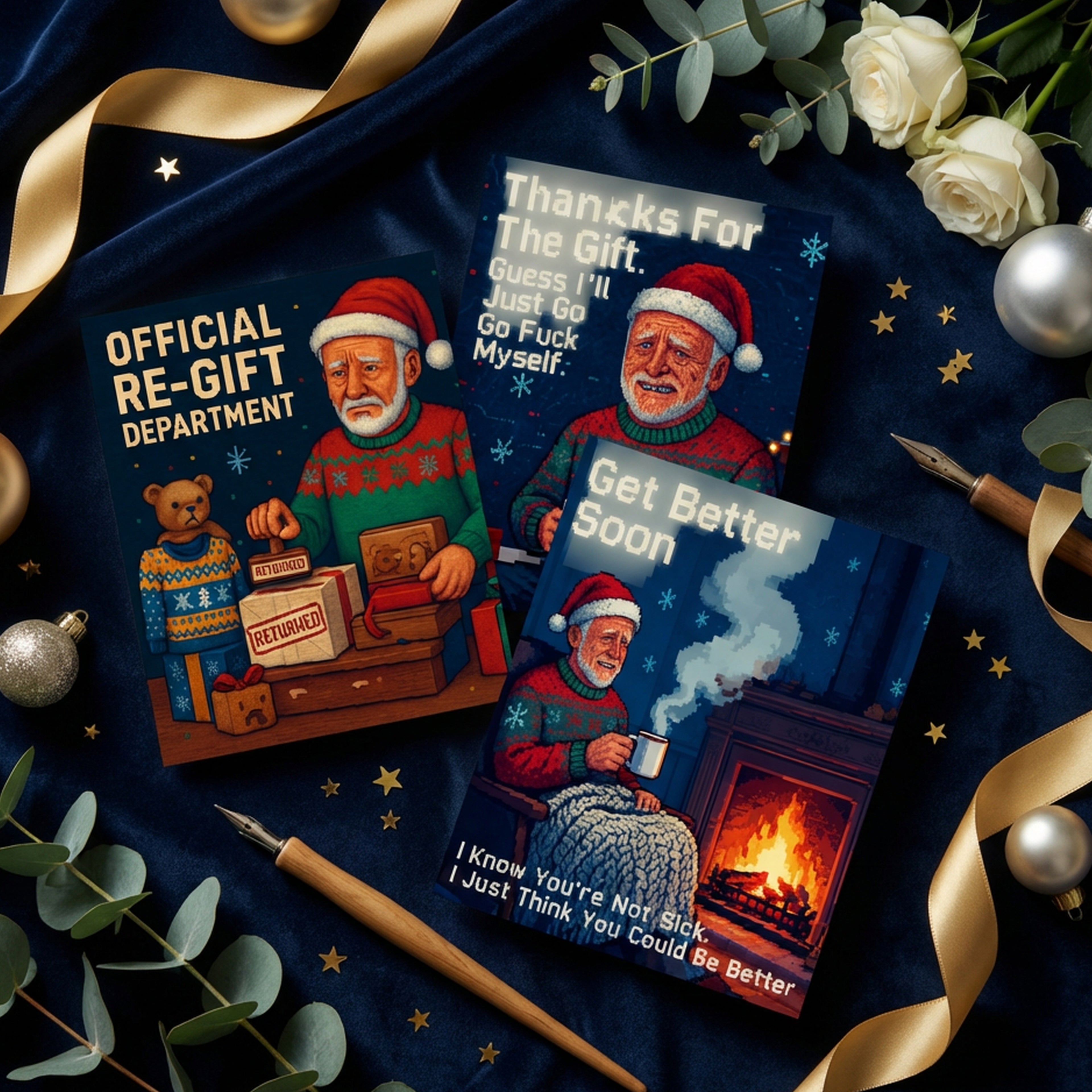 Worst Ever Christmas Cards 5-Pack | Ugly Xmas Goodies | Humorous Holiday Greeting Cards | LINEHAUS